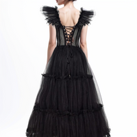 A-Line/Princess Cocktail Dress Tiered Spaghetti Straps Long Wedding Guest Dresses