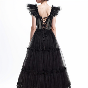 A-Line/Princess Cocktail Dress Tiered Spaghetti Straps Long Wedding Guest Dresses