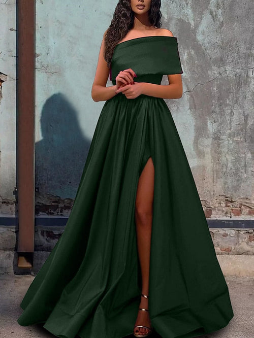 A-Line/Princess One-Shoulder Floor-length Evening Dresses