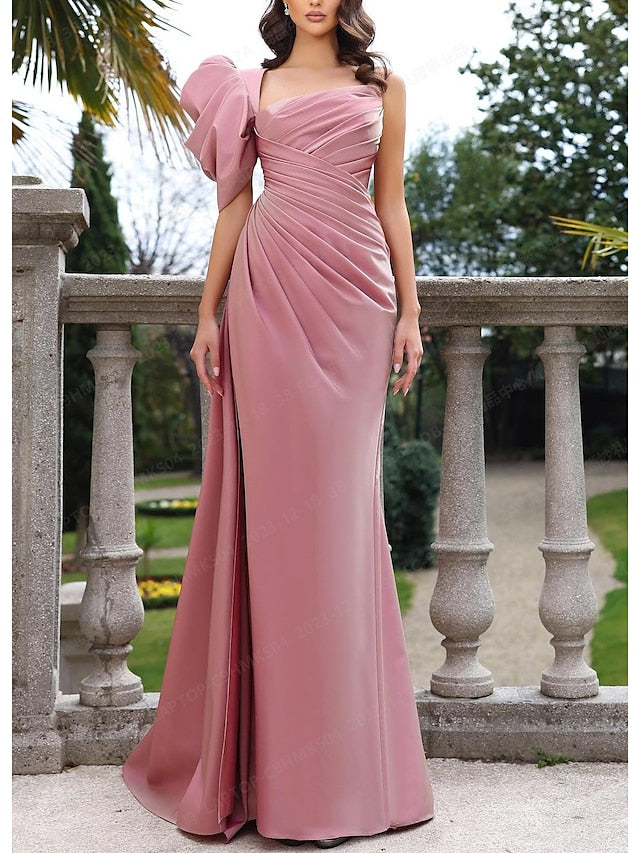 Sheath/Column One-Shoulder Floor-length Evening Dresses