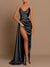 Sheath/Column Strapless Floor-length Evening Dresses Ruched Satin Formal Dress