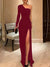 Sheath/Column One-Shoulder Floor-length Prom Silk Satin Dresses