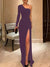 Sheath/Column One-Shoulder Floor-length Prom Silk Satin Dresses