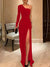 Sheath/Column One-Shoulder Floor-length Prom Silk Satin Dresses