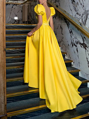 A-Line/Princess V-Neck Floor-length Evening Dresses