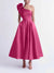 A-Line/Princess Cocktail Dress One-Shoulder Tea-Length Formal Wedding Guest Dresses