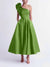 A-Line/Princess Cocktail Dress One-Shoulder Tea-Length Formal Wedding Guest Dresses