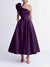 A-Line/Princess Cocktail Dress One-Shoulder Tea-Length Formal Wedding Guest Dresses