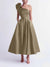 A-Line/Princess Cocktail Dress One-Shoulder Tea-Length Formal Wedding Guest Dresses