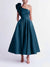 A-Line/Princess Cocktail Dress One-Shoulder Tea-Length Formal Wedding Guest Dresses