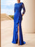 Sheath/Column Evening Gowns Scoop Floor-Length Mother Of The Bride Dresses Elegant With Beads Ruffles Lace