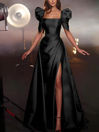 A-Line/Princess Square Neck Floor-length Evening Dresses