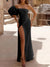 Sheath/Column Evening Dress One-Shoulder Floor-length With Rhinestone Formal Dresses
