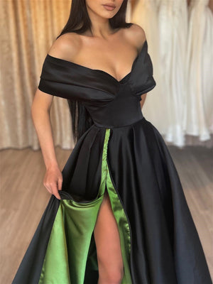 A-Line/Princess Off-the-Shoulder Floor-length Evening Dresses