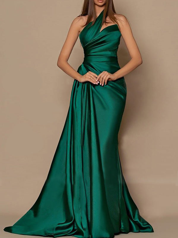 Sheath/Column One-Shoulder Floor-length Evening Dresses