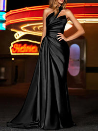 Sheath/Column One-Shoulder Floor-length Evening Dresses