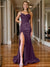 Trumpet/Mermaid Prom Dress Spaghetti Straps V-Neck Sleeveless Floor-length Long Formal Dresses with Split Side