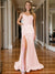 Trumpet/Mermaid Prom Dress Spaghetti Straps V-Neck Sleeveless Floor-length Long Formal Dresses with Split Side
