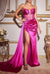 Sheath/Column Satin Strapless Sleeveless Floor-Length Evening Dresses With Split Side