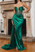 Sheath/Column Satin Strapless Sleeveless Floor-Length Evening Dresses With Split Side