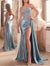 Sheath/Column Prom Dresses Spaghetti Straps Corset Long Formal Dress Sleeveless Floor-length Sparkle Ruched
