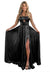 A-Line/Princess Long Prom Dress Metallic Satin Party Dress Spaghetti Straps Sleeveless Floor-length With Side Split