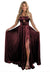 A-Line/Princess Long Prom Dress Metallic Satin Party Dress Spaghetti Straps Sleeveless Floor-length With Side Split