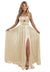 A-Line/Princess Long Prom Dress Metallic Satin Party Dress Spaghetti Straps Sleeveless Floor-length With Side Split