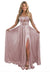 A-Line/Princess Long Prom Dress Metallic Satin Party Dress Spaghetti Straps Sleeveless Floor-length With Side Split