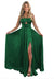 A-Line/Princess Long Prom Dress Metallic Satin Party Dress Spaghetti Straps Sleeveless Floor-length With Side Split