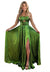 A-Line/Princess Long Prom Dress Metallic Satin Party Dress Spaghetti Straps Sleeveless Floor-length With Side Split
