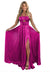 A-Line/Princess Long Prom Dress Metallic Satin Party Dress Spaghetti Straps Sleeveless Floor-length With Side Split