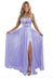A-Line/Princess Long Prom Dress Metallic Satin Party Dress Spaghetti Straps Sleeveless Floor-length With Side Split