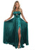 A-Line/Princess Long Prom Dress Metallic Satin Party Dress Spaghetti Straps Sleeveless Floor-length With Side Split