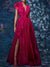 A-Line/Princess Evening Dress V Neck Sleeveless Floor-length Floral Dresses with Split Side Formal