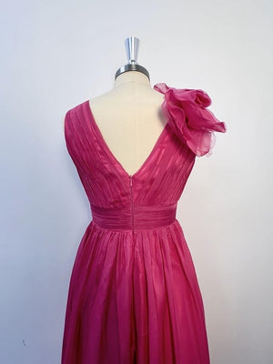 A-Line/Princess Evening Dress V Neck Sleeveless Floor-length Floral Dresses with Split Side Formal