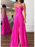 A-Line/Princess Sleeveless Strapless Prom Dresses with Pleats Ruched