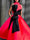 Ball Gown High Neck Cocktail Dresses Ankle-Length Color Block Elegant Formal Gown with Bowknot