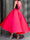 Ball Gown High Neck Cocktail Dresses Ankle-Length Color Block Elegant Formal Gown with Bowknot