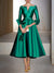 A-Line/Princess Cocktail Dress 3/4 Length Sleeves Tea Length Formal Dresses with Appliques