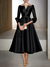 A-Line/Princess Cocktail Dress 3/4 Length Sleeves Tea Length Formal Dresses with Appliques