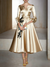 A-Line/Princess Cocktail Dress 3/4 Length Sleeves Tea Length Formal Dresses with Appliques