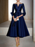 A-Line/Princess Cocktail Dress 3/4 Length Sleeves Tea Length Formal Dresses with Appliques