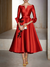 A-Line/Princess Cocktail Dress 3/4 Length Sleeves Tea Length Formal Dresses with Appliques