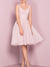 A-Line/Princess V Neck Sleeveless Tea-Length Cocktail Dresses with Pleats
