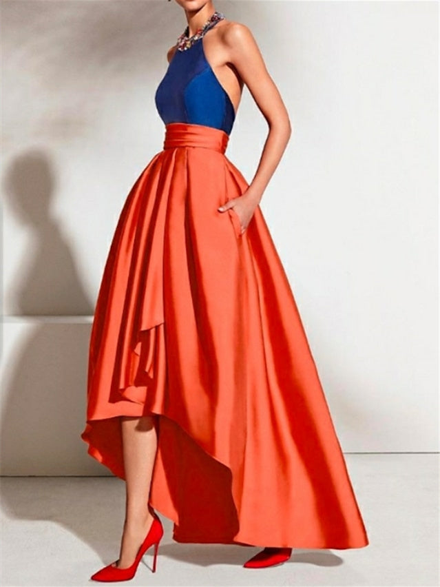 A-Line/Princess Asymmetrical Halter Neck Sleeveless Cocktail Dresses Mother Of The Bride Dresses