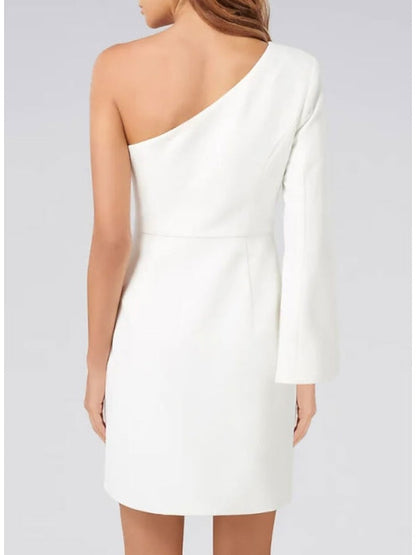 Sheath/Column One Shoulder Long Sleeve Cocktail Dresses