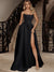 A-Line/Princess Strapless Sleeveless Floor-Length  Satin With Split Side Evening Dresses