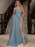 A-Line/Princess Strapless Sleeveless Floor-Length  Satin With Split Side Evening Dresses