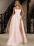 A-Line/Princess Strapless Sleeveless Floor-Length  Satin With Split Side Evening Dresses